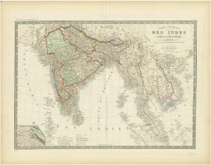 Antique Map of India and Ceylon, 1875