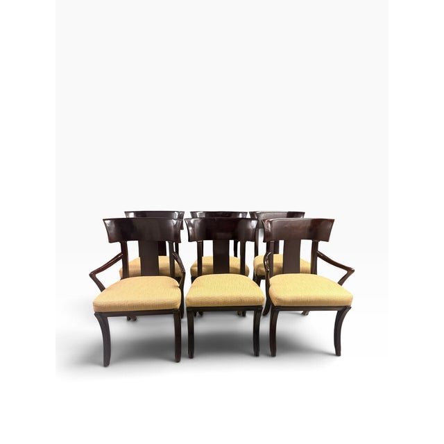 Hollywood Regency Henredon Neoclassical Klismos Mahogany Dining Chairs, Set of 6, 2007 For Sale - Image 3 of 17