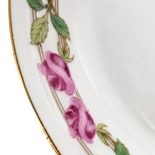 Set of 4 Guerin & Co Limoges Pink Rose & Gold Bone China Soup Bowls, France c.1910-1932 For Sale In San Francisco - Image 6 of 11