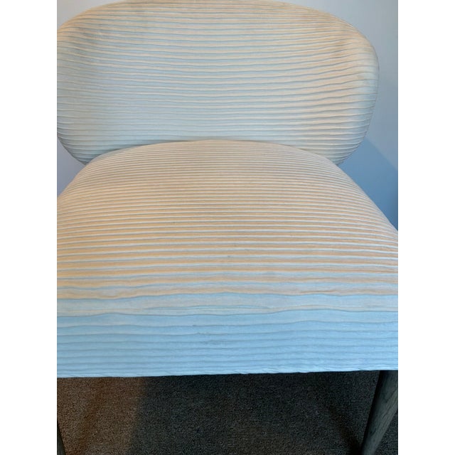 Wood Baker Modern White Pleated Palace Slipper Chairs Pair For Sale - Image 7 of 7