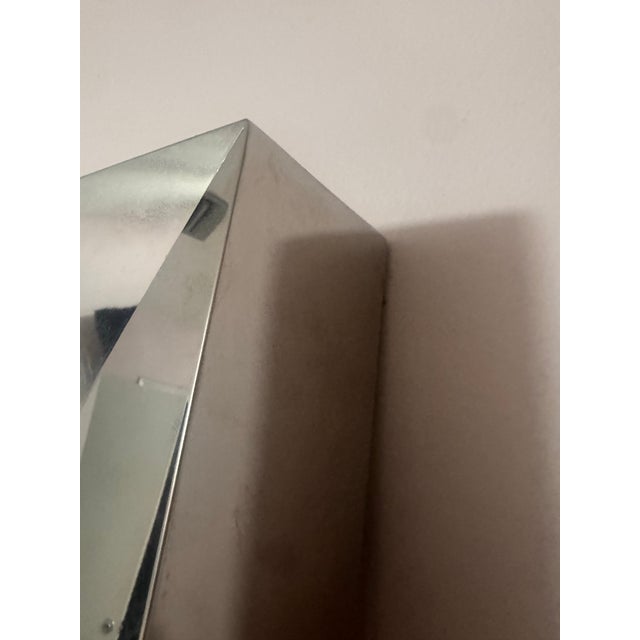Hollywood Regency Vintage Polished Stainless Steel Beveled Floor / Wall Mirror For Sale - Image 3 of 7