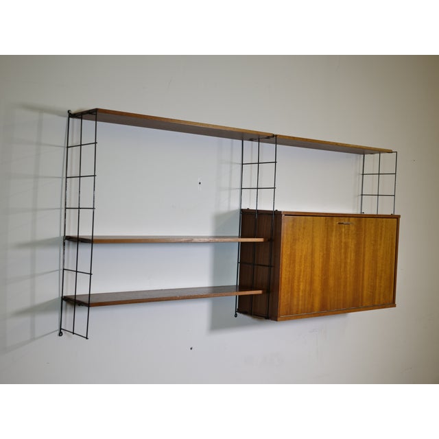 Mid-Century Modern Modular String Shelving Unit in Teak with Secretary Desk, 1960s For Sale - Image 4 of 9