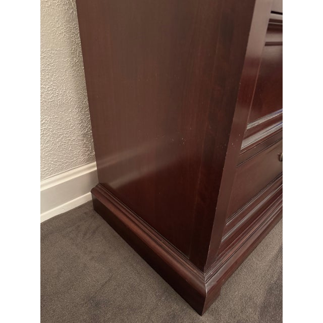 Vintage Ethan Allen Medallion Cherry Wood Tall Chest of Drawers For Sale - Image 9 of 18