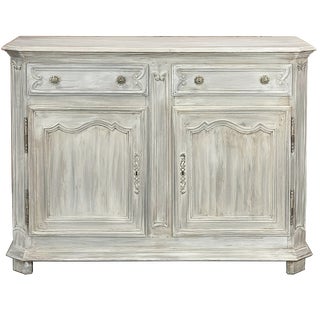 19th Century Country French Whitewashed Oak Buffet For Sale