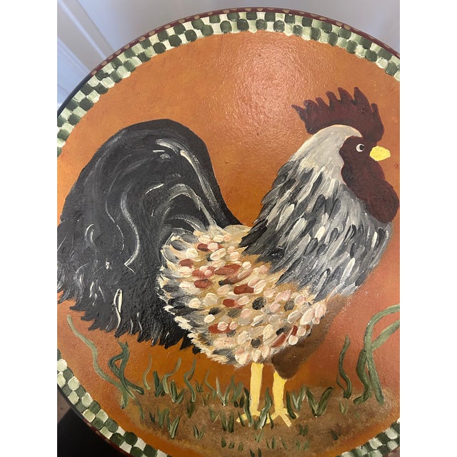Unique & Whimsical Hand Painted Bar Height Rooster Stool For Sale In Atlanta - Image 6 of 11