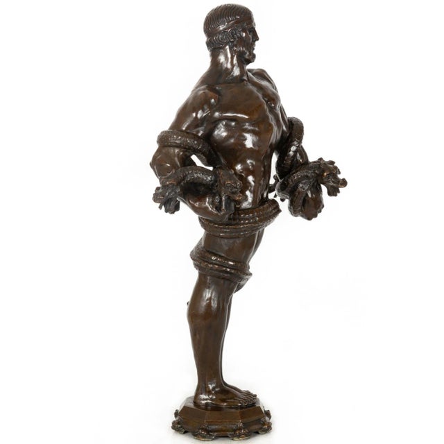 Art Deco American School Art Deco Bronze Sculpture “Hercules & the Hydra” Ca. 1940s For Sale - Image 3 of 12