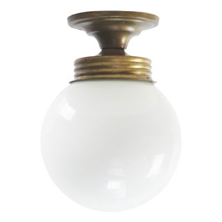 British Opaline Glass Flush Mount For Sale