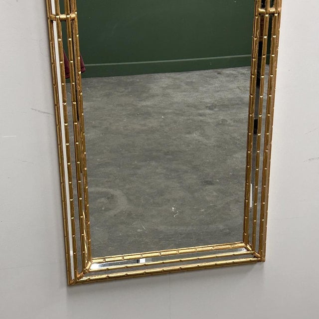 Gilt Faux-Bamboo Wall Mirror, Italy, 1970s For Sale - Image 10 of 14