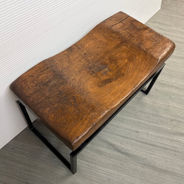 Rustic Live Edge + Contoured Bench Seat For Sale - Image 12 of 12