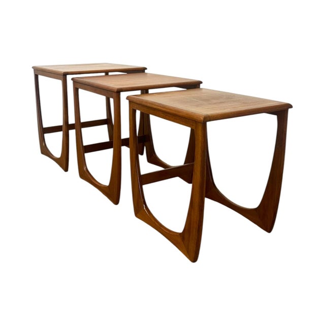 Mid-Century Modern Teak Nesting Tables | Vintage Danish Style Sculptural Side Tables (Set of 3). For Sale - Image 4 of 10