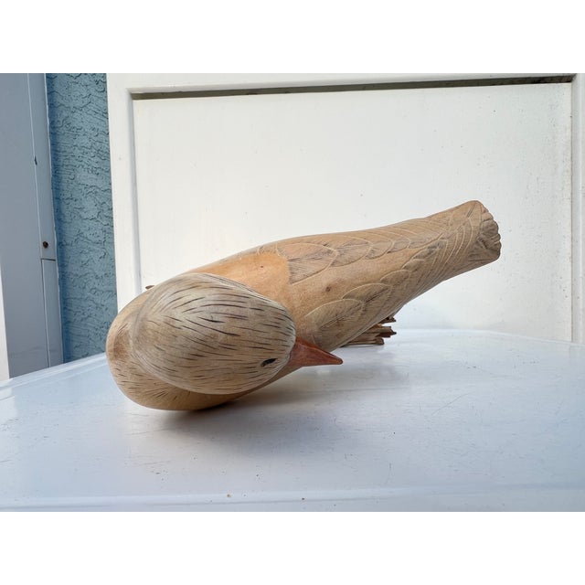 Vintage Wood Carved Sandpiper Bird Signed For Sale In West Palm - Image 6 of 6