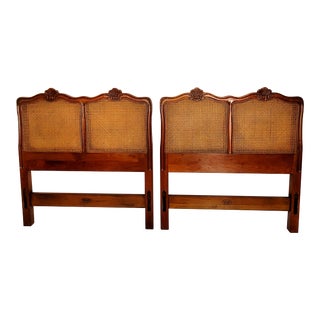 Rare 1940s French Provincial Kindel 'Belvedere' Signed Twin Cane Headboards - a Pair For Sale