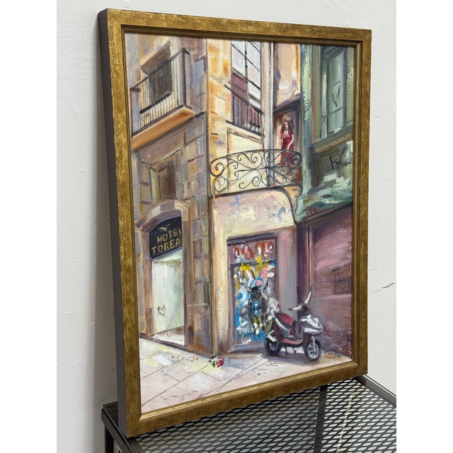 Contemporary Barbara Fracchia European Street Scene Original Oil on Canvas For Sale - Image 3 of 12