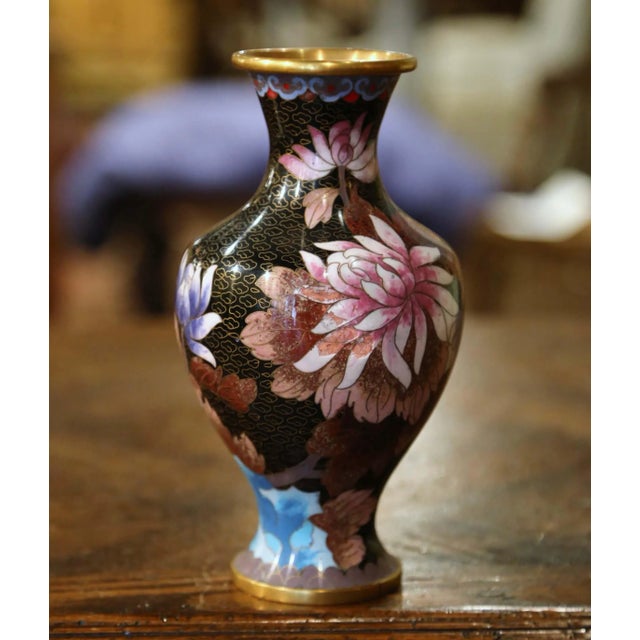 中国七宝焼き花瓶 - Chinese Cloisonné Floral Vase Vintage Cloisonne Vase Enamel Zi Jin Cheng - China - 1970 - Etsy