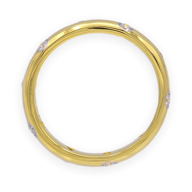 Tiffany & Co. 18k Yellow Gold + Platinum Etoile Diamond Band Ring Size 5.5 For Sale In New York - Image 6 of 6