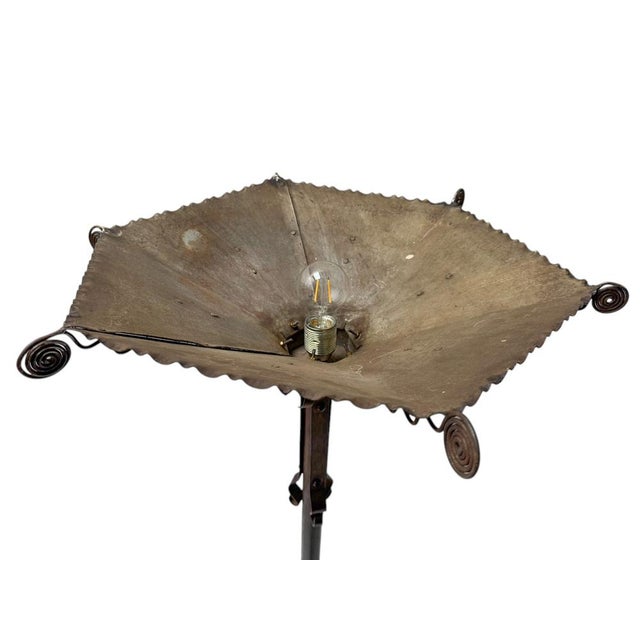 Art Deco Patinated Wrought Iron Floor Lamp, 1930s For Sale - Image 9 of 16