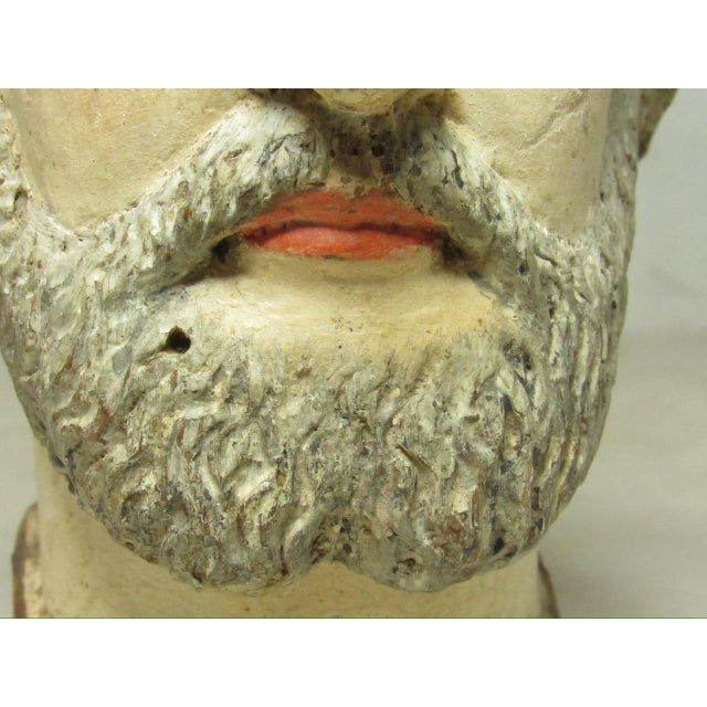 1900 - 1909 Antique Spanish Colonial Hand Carved Head of a Santo For Sale - Image 5 of 15