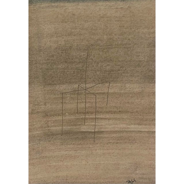 Mid-century abstract painting. Custom framed with archival matting and black stained wood gallery frame. Artist signed...