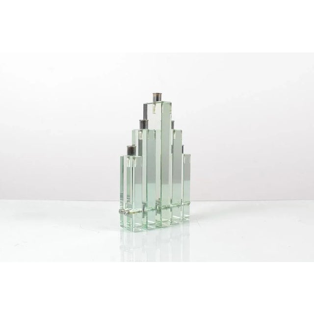 Thick Glass and Chromed Brass Candleholder by P. Chiesa for Fontana Arte, 1960s For Sale - Image 6 of 12