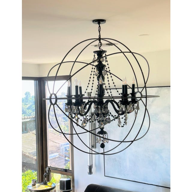 Restoration Hardware 48” Orb Chandelier With Custom Luxury Crystal Chandelier – One of a Kind For Sale In Los Angeles - Image 6 of 6