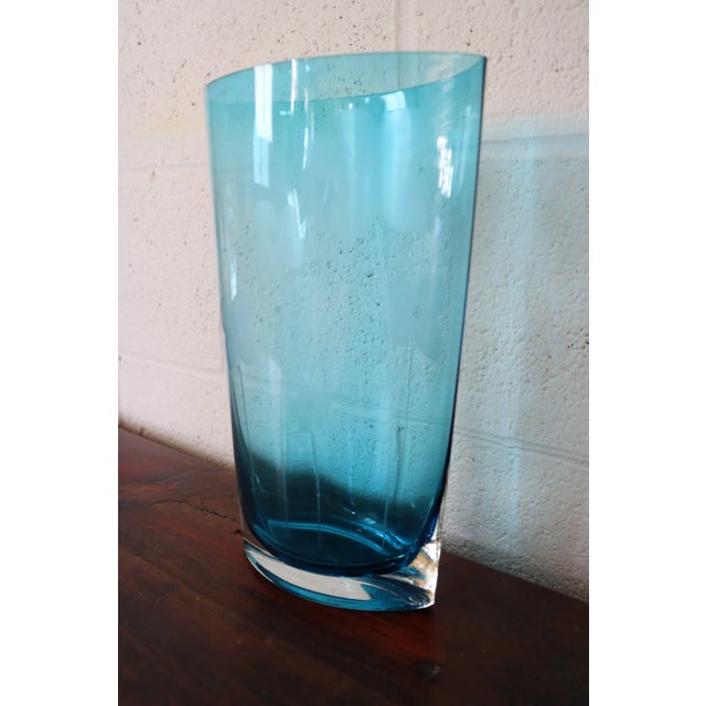 Modern Floral Etched Art Glass Vase For Sale - Image 3 of 9