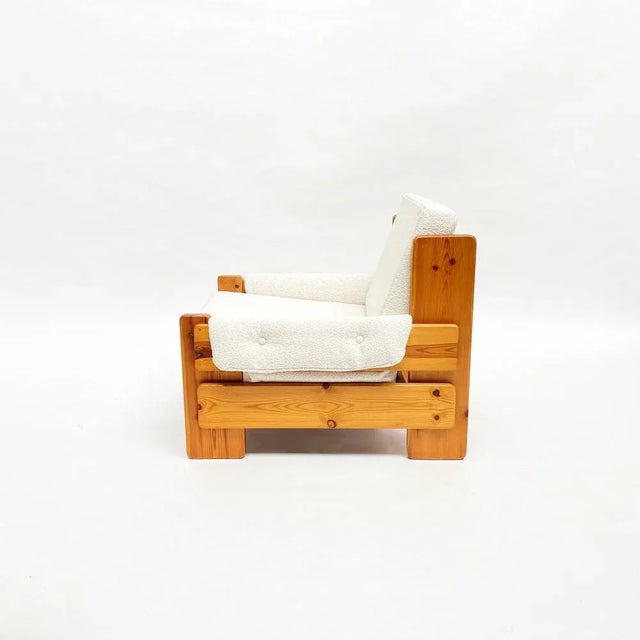 Mid-Century Swedish Brutalist Lounge Chair in Solid Pine, 1970s For Sale - Image 4 of 17