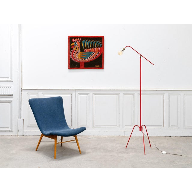 Modern Vintage Red Tripod Floor Lamp, 1950s For Sale - Image 3 of 10