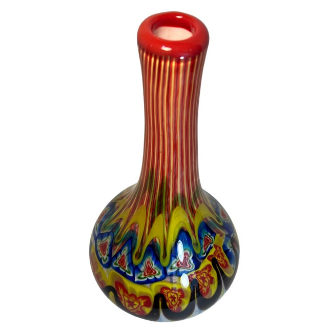 18 Inch Tall Mid-Century Murano Millefiori Polychrome Art Glass Vase For Sale - Image 15 of 18