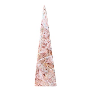 Pink Marble Obelisk With Dramatic Veining For Sale