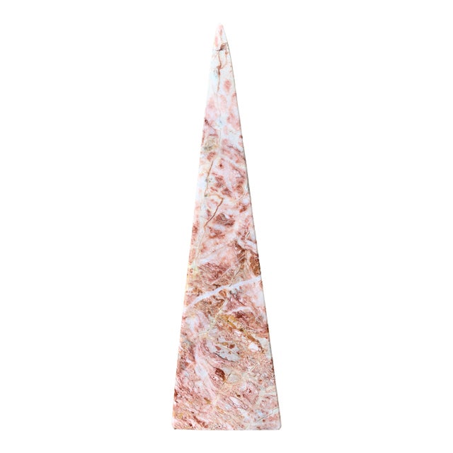Pink Marble Obelisk With Dramatic Veining For Sale