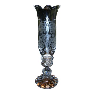 1940's French Regency Signed Baccarat France Crystal "Swirl" Patterned Candle Holder For Sale