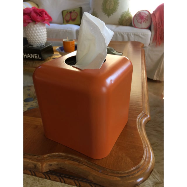 Hermès French Hermès Inspired Orange Paris Equestrian Tissue Holder For Sale - Image 4 of 7