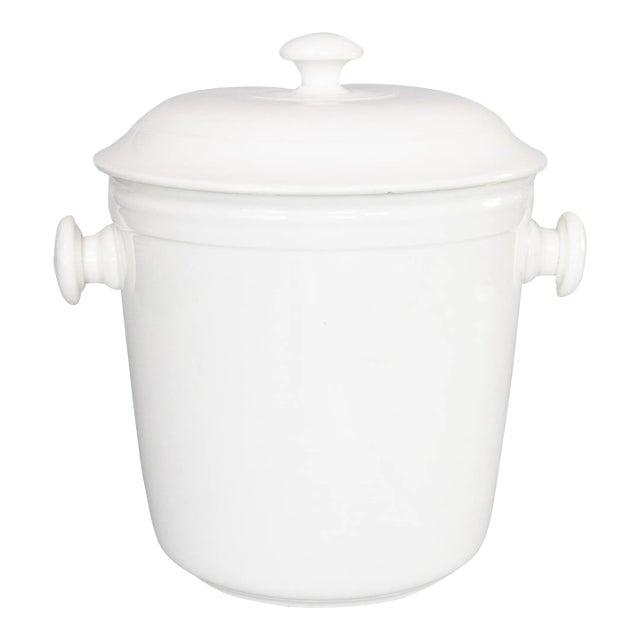 19th Century French Creil Et Montereau White Ironstone Lidded Ice Bucket For Sale