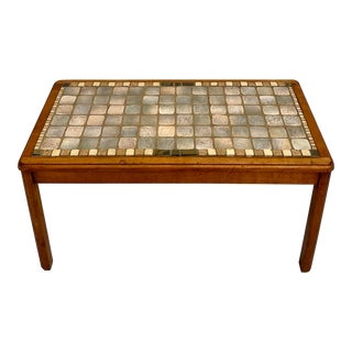 Vintage Tile Top Wood Coffee Table For Sale