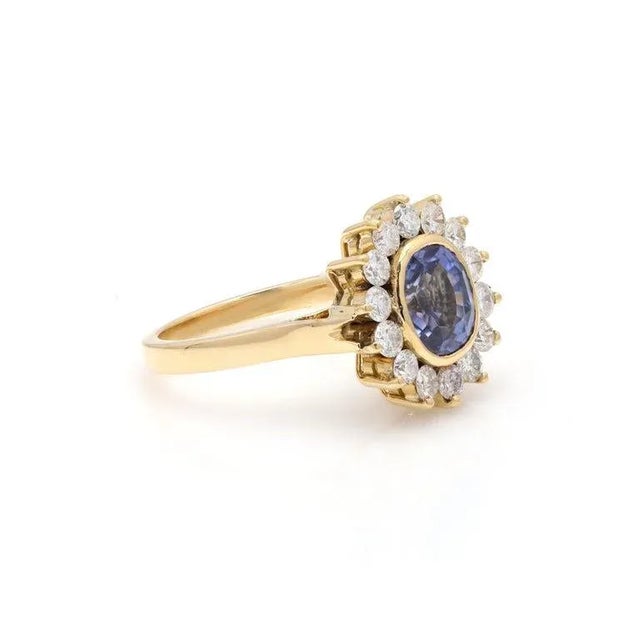 Art Deco 3ct Oval Deep Blue Sapphire Wedding Women Ring Size 7 For Sale - Image 3 of 5