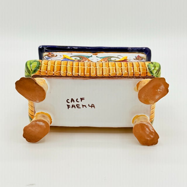 1950s Vintage Cacf Faenza Majolica Italian Ink Well For Sale - Image 10 of 11
