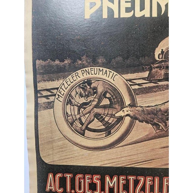 Art Deco Advertising Poster Metzeler Pneumatic, 1930s For Sale - Image 4 of 10