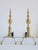 Fine pair of antique late 18th century steeple top spur legs brass andirons, with ball feet. Originally designed by...