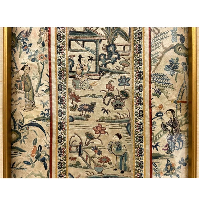 Textile Late Qing Dynasty Antique Chinese Silk Embroidered Panel For Sale - Image 7 of 10