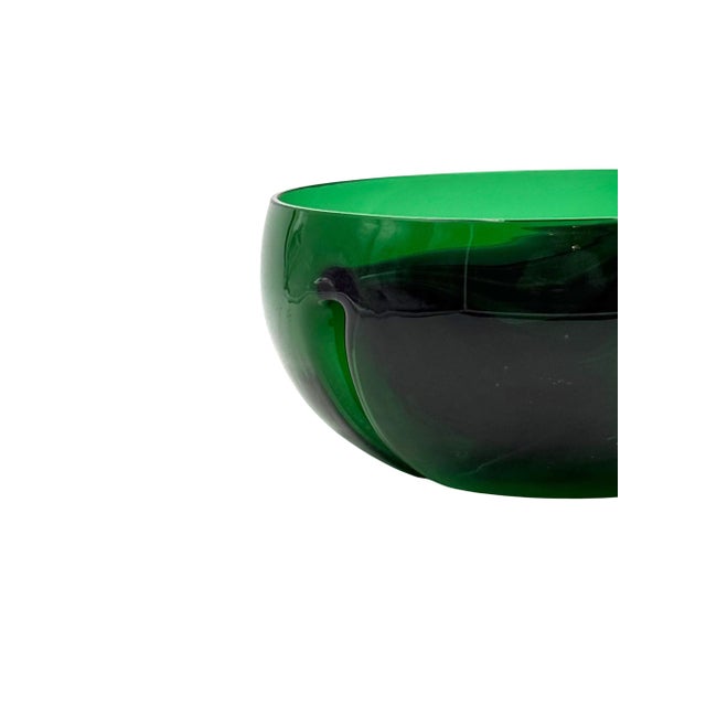 Mid-Century Green Glass Bowl / Centerpiece, Italy 1960s For Sale - Image 9 of 13