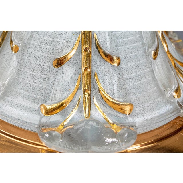 Art Deco French Copper and Frosted Glass Three-Light Ceiling Light, 1930s For Sale - Image 13 of 18