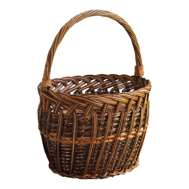 Vintage European-Style Harvest Basket For Sale