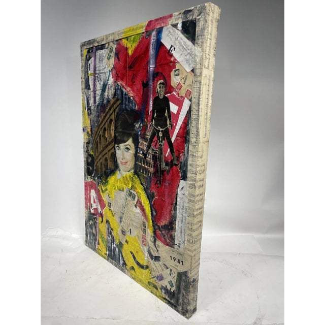 Italian Artist, Audrey's La Dolce Vita, Mixed Media For Sale - Image 6 of 7
