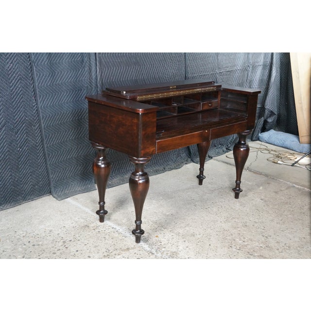 Antique Early 20th C. American Mahogany Spinet Writing Desk Console Hall Table For Sale - Image 6 of 18