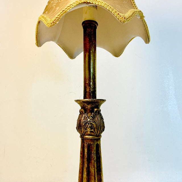 Late 20th C Vintage French Neoclassical Acanthus Leaf Candlestick Nightlight Table Lamp For Sale - Image 9 of 14