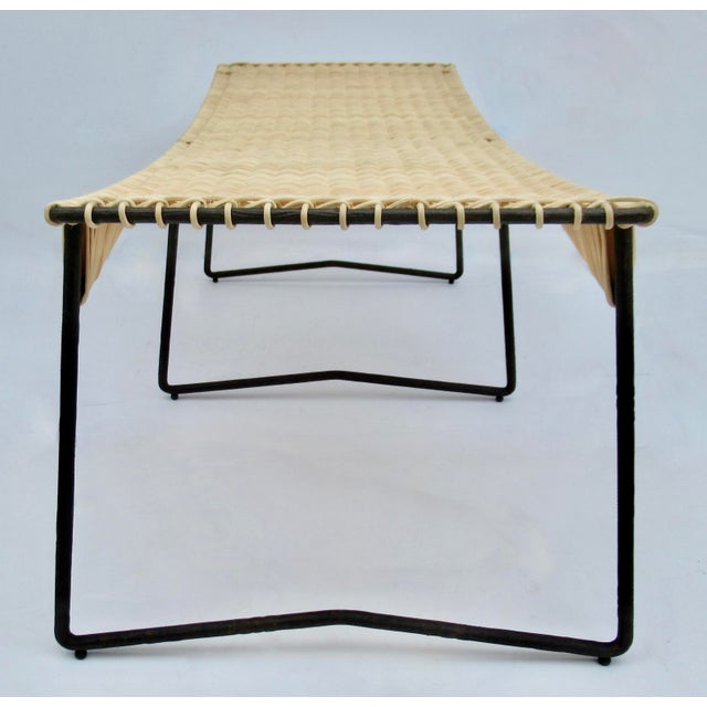 Vintage C.1998-2001 Gregorius Pineo "Tuileries Bench" Faux Bois Twig Forged Iron With Woven Reeded Seat For Sale - Image 11 of 18