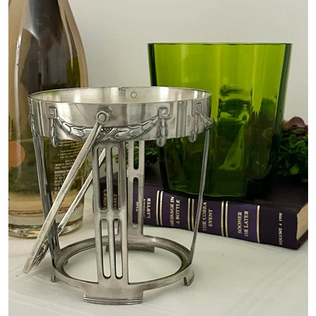 Art Deco Wurttembergische Wine Chiller Vintage Green Glass Ice Bucket For Sale - Image 11 of 11