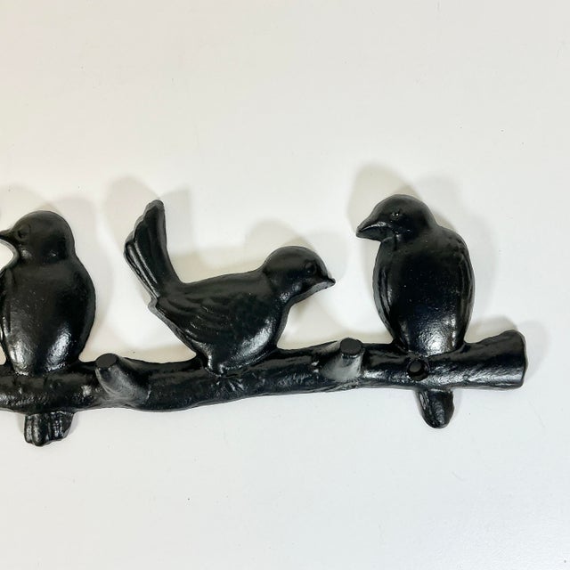 Diego Giacometti 1970s Vintage Italian Art Nouveau Giacometti Style Tree Branch & Birds Wall Hooks - 5 Hooks. For Sale - Image 4 of 13