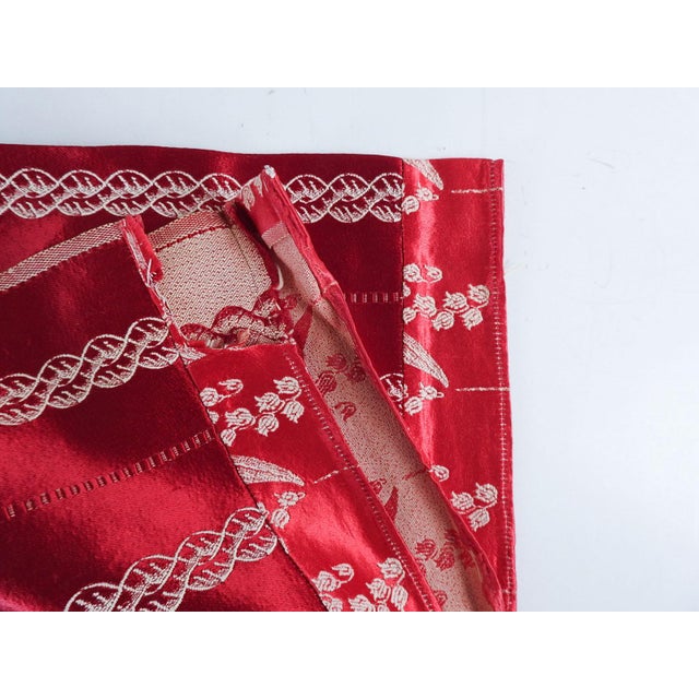 Vintage 1950s Heavy Red Satin Drapery Panel Fabric - a Pair For Sale In Seattle - Image 6 of 8