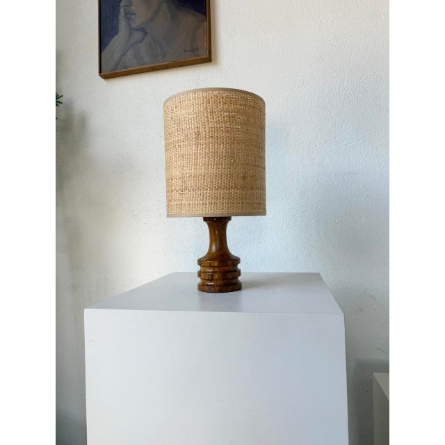 Turned Olive Wood Table Lamp, 1950s For Sale - Image 3 of 17
